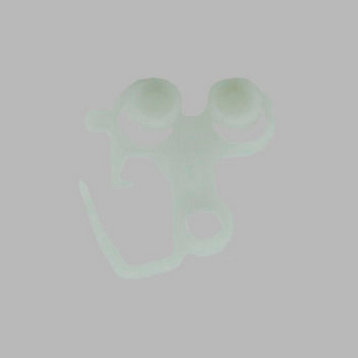 Plastic runner with hook eye white 8 x 18 x 28 mm